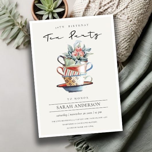 スタックカップアニーエイジ誕生日ティーパーティー招待状 サンキューカード