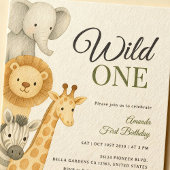 スタックサファリアニマルズベビー誕生日 招待状