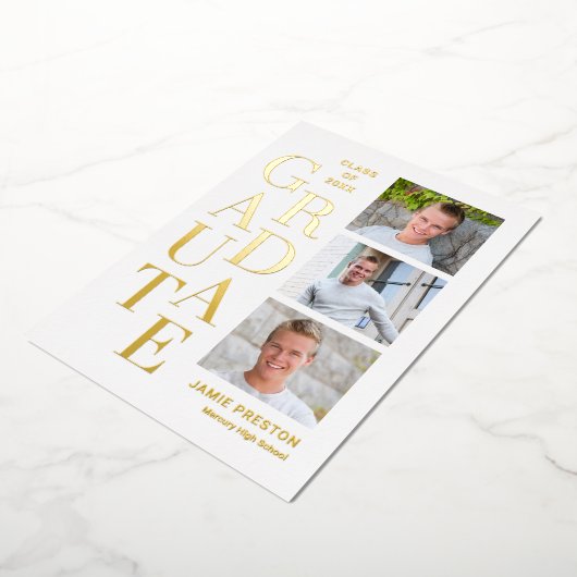 スタックチャームフォイル卒業アナウンス招待状 箔招待状 (回転した状態)