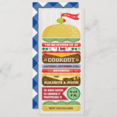 スタックハンバーガークックアウト招待状/ブルーバック 招待状 (正面/裏面)