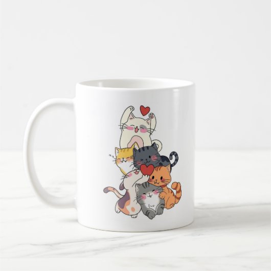 スタックマンガ猫マグカップ コーヒーマグカップ (左)