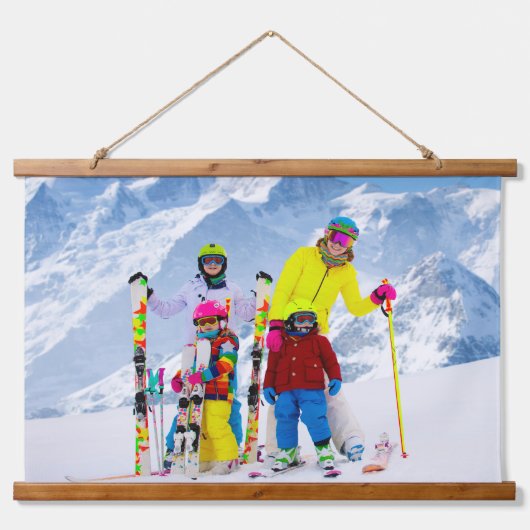 スタック文字ファミリー名休暇写真 吊り下げ型タペストリー (正面3)