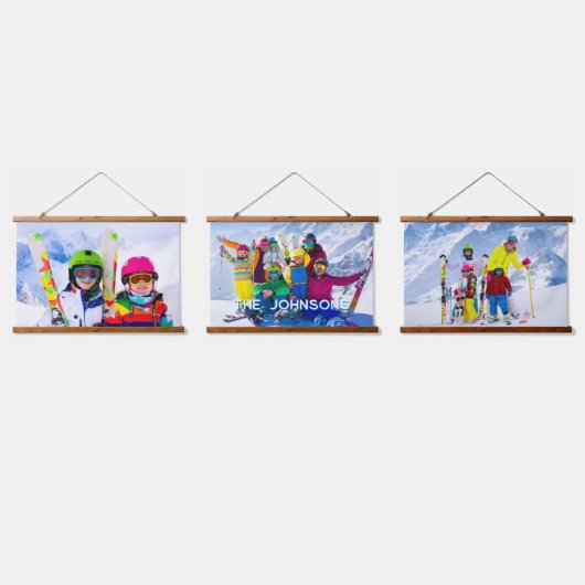 スタック文字ファミリー名休暇写真 吊り下げ型タペストリー (トリプル)
