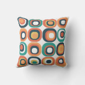 スタック正方形ミッドセンチュリーティール（緑がかった色）、オレンジ、黄 クッション (裏面)