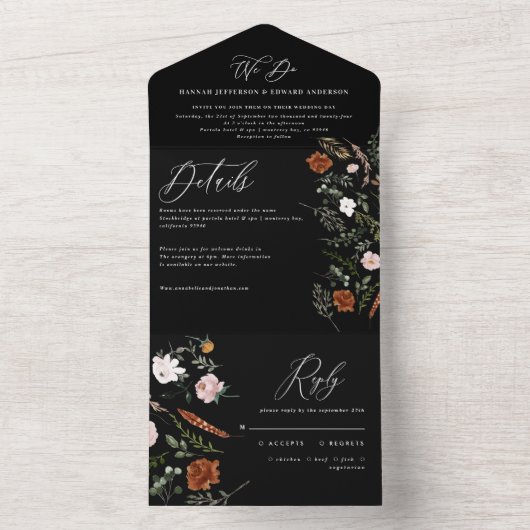 スタッグさびテラコッタフローラエレガントすべて オールインワン招待状 (内側)