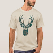 スタッグの頭に〔雄ジカの〕枝角 Tシャツ (正面)