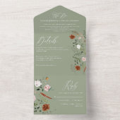スタッグセージ緑フローラ素朴エレガント オールインワン招待状 (内側)