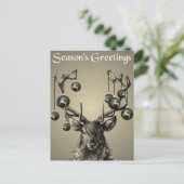 スタッグプリント、鹿プリント、ヴィンテージ、スカンジナビア ポストカード (スタンド正面)