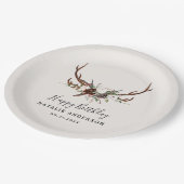 スタッグ素朴な植物秋納屋の誕生日パーティー ペーパープレート (アングル)