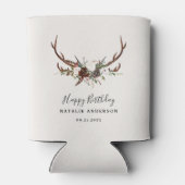 スタッグ素朴な植物秋納屋の誕生日パーティー 缶クーラー (裏面)