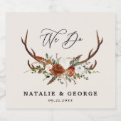 スタッグ素朴な植物結婚のテラコッタフローラ スパークリングワインラベル (シングルラベル)