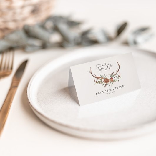 スタッグ素朴な植物結婚のテラコッタフローラ プレイスカード