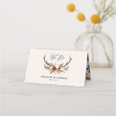 スタッグ素朴な植物結婚のテラコッタフローラ プレイスカード (正面)