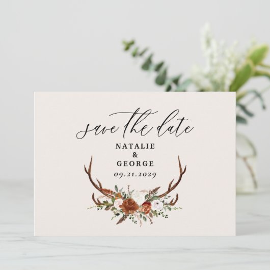 スタッグ素朴な結婚植物学の気エレガント分 セーブザデート (スタンド正面)