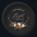 スタッグ素朴な黒さび植物ブライダルシャワー ペーパープレート<br><div class="desc">素朴フローラ、植物及びstag〔雄ジカの〕枝角ブライダルシャワーデザイン。美しい錆と、テラコッタ、赤面ピンク、黒とセージ緑のパンパスグラスユーカリ水色詳細。このモダンデザインは必ず大きな日のスタイルを設定する。</div>