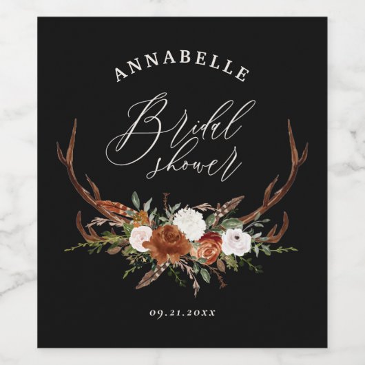 スタッグ素朴な黒さび植物性ブライダルシャワークラ ワインラベル (シングルラベル)