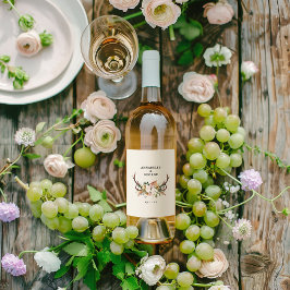 スタッグ錆テラコッタピンク素朴エレガントな ワインラベル