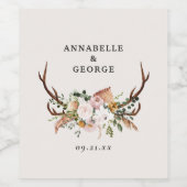 スタッグ錆テラコッタピンク素朴エレガントな ワインラベル (シングルラベル)