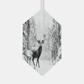 スタッグ・イン・ウィンターフォレスト野生動物動物自然アート ガラスオーナメント (正面右)