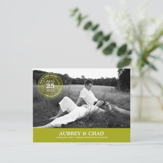 スタッスタイリッシュプ日付はがきを保存(ライム) 案内ポストカード (スタンド正面)