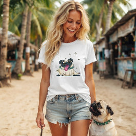 スタッダードカラーの愛らしいパグの面白Tシャツ Tシャツ