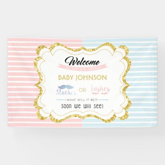 スタッチまたはラッシュウェルカムサインジェンダーリビールパーティー 横断幕 (横)