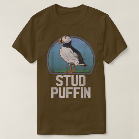 スタッドパフィンおもしろい海鳥動物愛好家スタッドマフィン Tシャツ (デザイン正面)