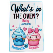 スタッドマフィンまたはカップケーキピンクまたはブルージェンダーリビール ミディアムペーパーバッグ (裏面)