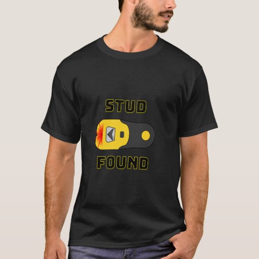 スタッド発見 面白いカップル検出器 建設ユーモア Tシャツ (正面)