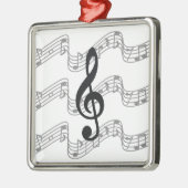 スタッフとトレブルクレフ、 音符記号 メタルオーナメント (左)