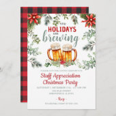 スタッフのクリスマスパーティーの休日は醸造している 招待状 (正面/裏面)