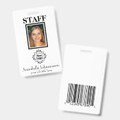 スタッフの写真ID (カスタム社員ロゴ付き) バッジ (正面&裏面)