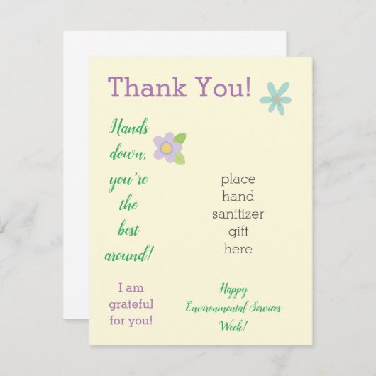 スタッフの感謝の週ハンドサニタイザギフトカード エンクロージャーカード (正面/裏面)