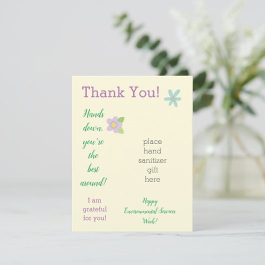 スタッフの感謝の週ハンドサニタイザギフトカード エンクロージャーカード (スタンド正面)