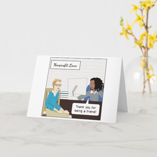 スタッフまたはボランティアの非営利サンキューカード カード (黄色い花)