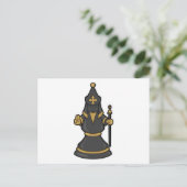 スタッフを持ったチェスのビショップ駒 ポストカード (スタンド正面)