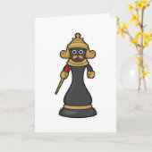 スタッフを持ったチェスの駒のキング カード (黄色い花)