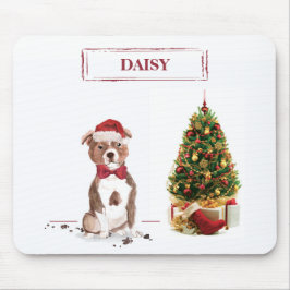 スタッフォードシャーブルテリア クリスマスの犬の面白いデザイン マウスパッド