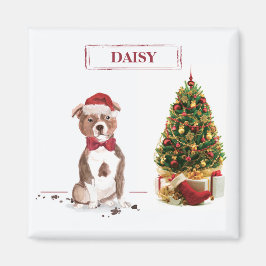 スタッフォードシャーブルテリア クリスマスの犬の面白いデザイン マグネット
