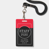 スタッフオールアクセスイベント赤ブラックバッジ バッジ (正面（ネックストラップ付）)
