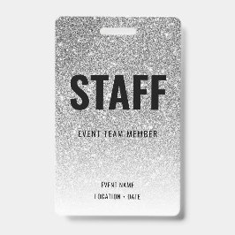 スタッフカスタムイベントまたはコンサートシルバーグリッター バッジ