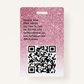 スタッフカスタムイベントまたはコンサートピンクグリッター バッジ (裏面)