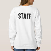 スタッフクルーフロントアンドバックデザインウィメンズホワイト スウェットシャツ (裏面)