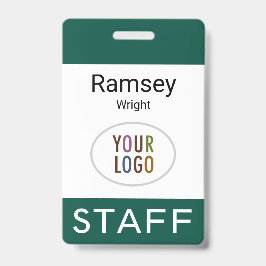 スタッフダークグリーンIDバッジラベルリールクリップまたはラニヤード バッジ