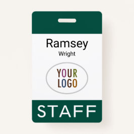 スタッフダークグリーンIDバッジラベルリールクリップまたはラニヤード バッジ