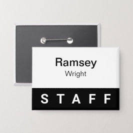 スタッフピンバックバッジボタン3.5インチネームタグブラック 缶バッジ