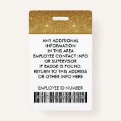 スタッフフォトIDバーコードロゴ14K金ゴールドグリッター バッジ (裏面)