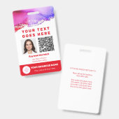 スタッフフォトID QRコード赤 バッジ (正面＆裏面)