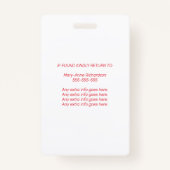 スタッフフォトID QRコード赤 バッジ (裏面)