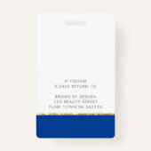 スタッフモダンフォトID作業シックなデザインブルー バッジ (裏面)